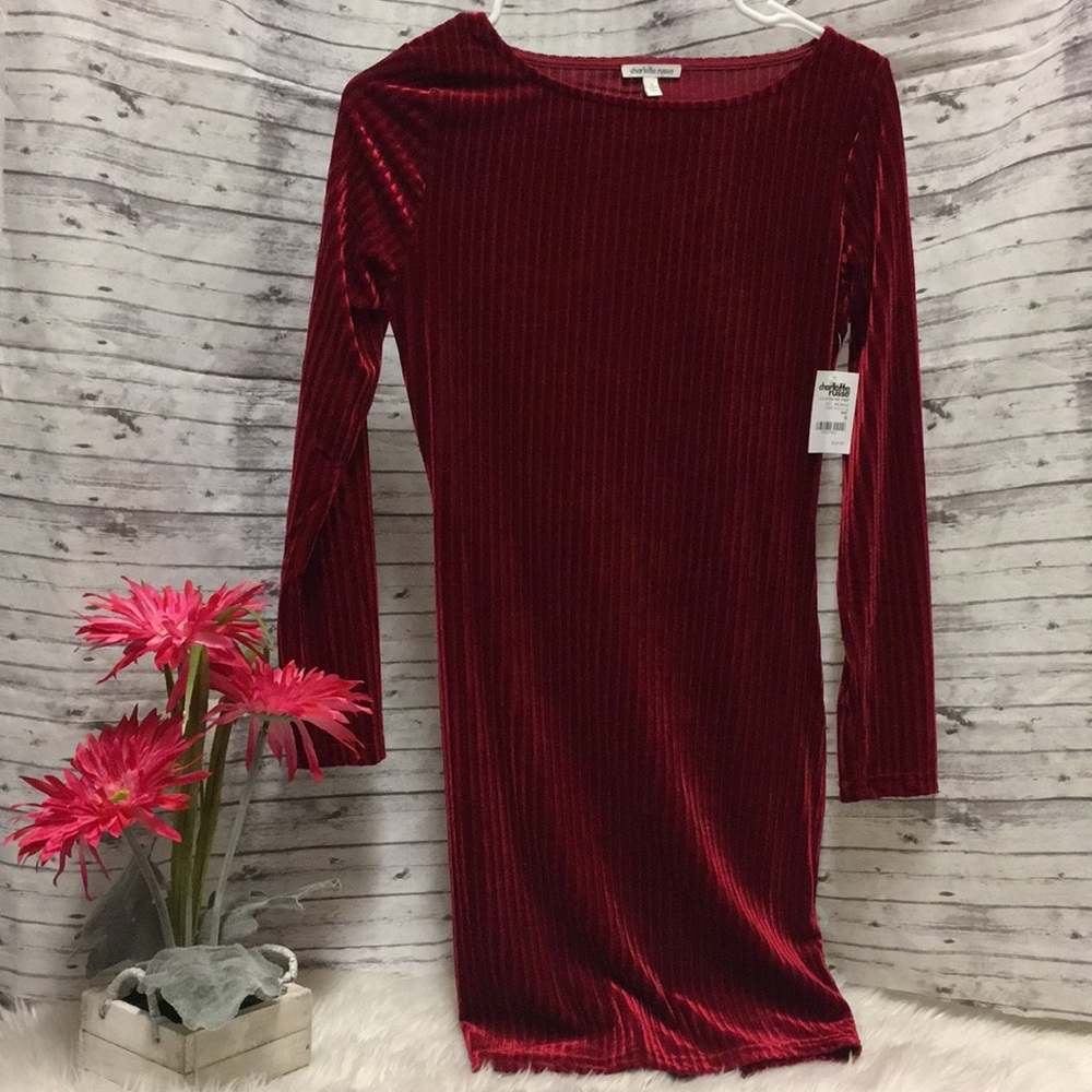 Red velvet/corduroy dress